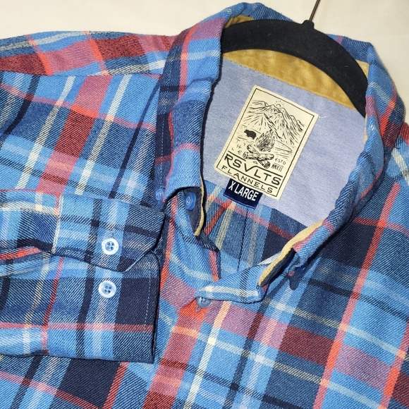 RSVLTS The Minnesotan Flannel Shirt Men's Size X Large Blue Red Front Pockets - Picture 1 of 10